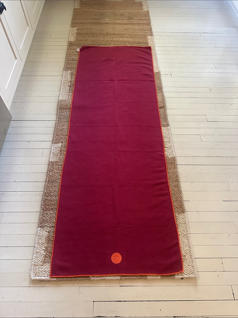 YogiToes Dark Magenta Yoga Mat with Orange Trim